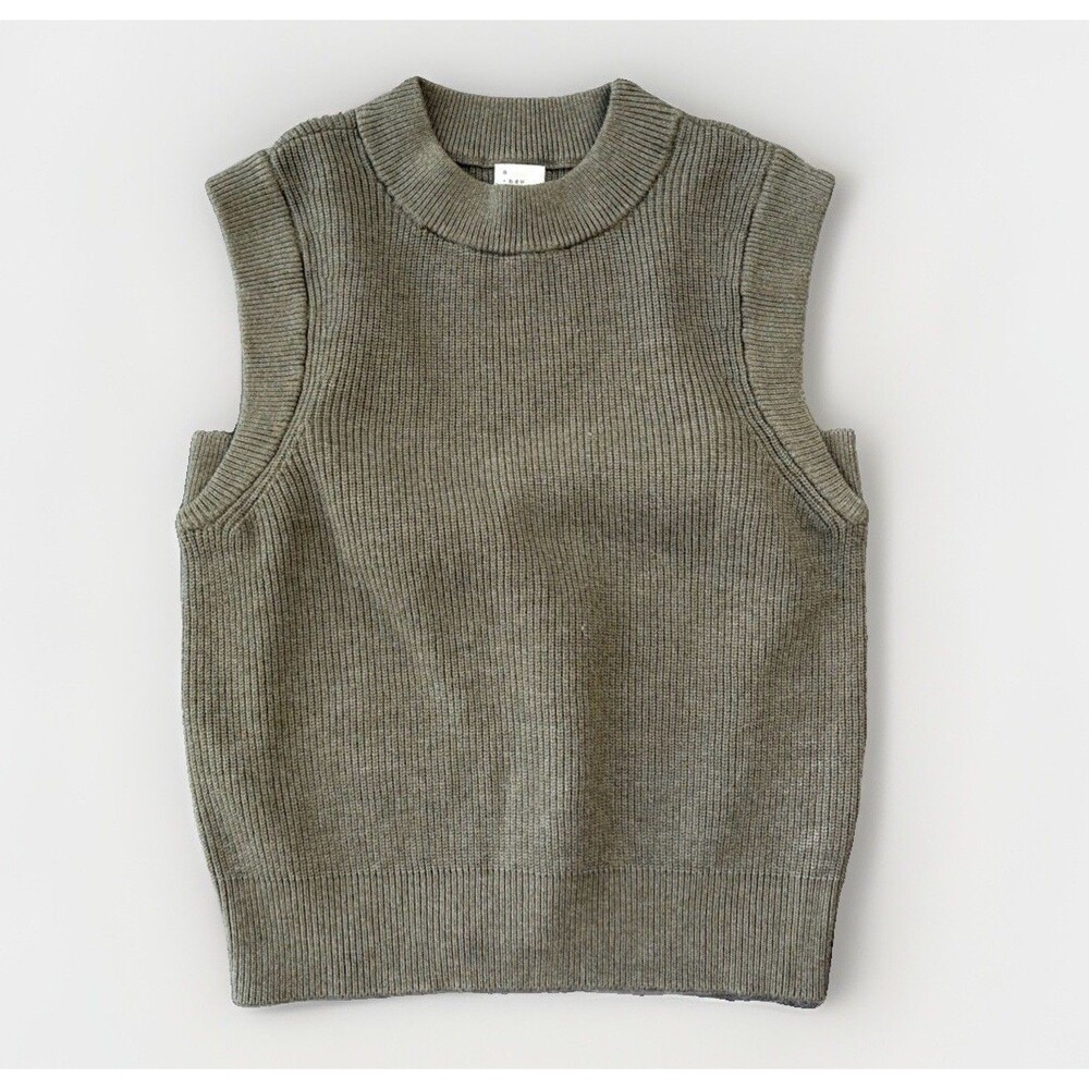 A New Day Womens Ribbed Sweater Vest Size S Small Olive Green Knit Crew Neck Top